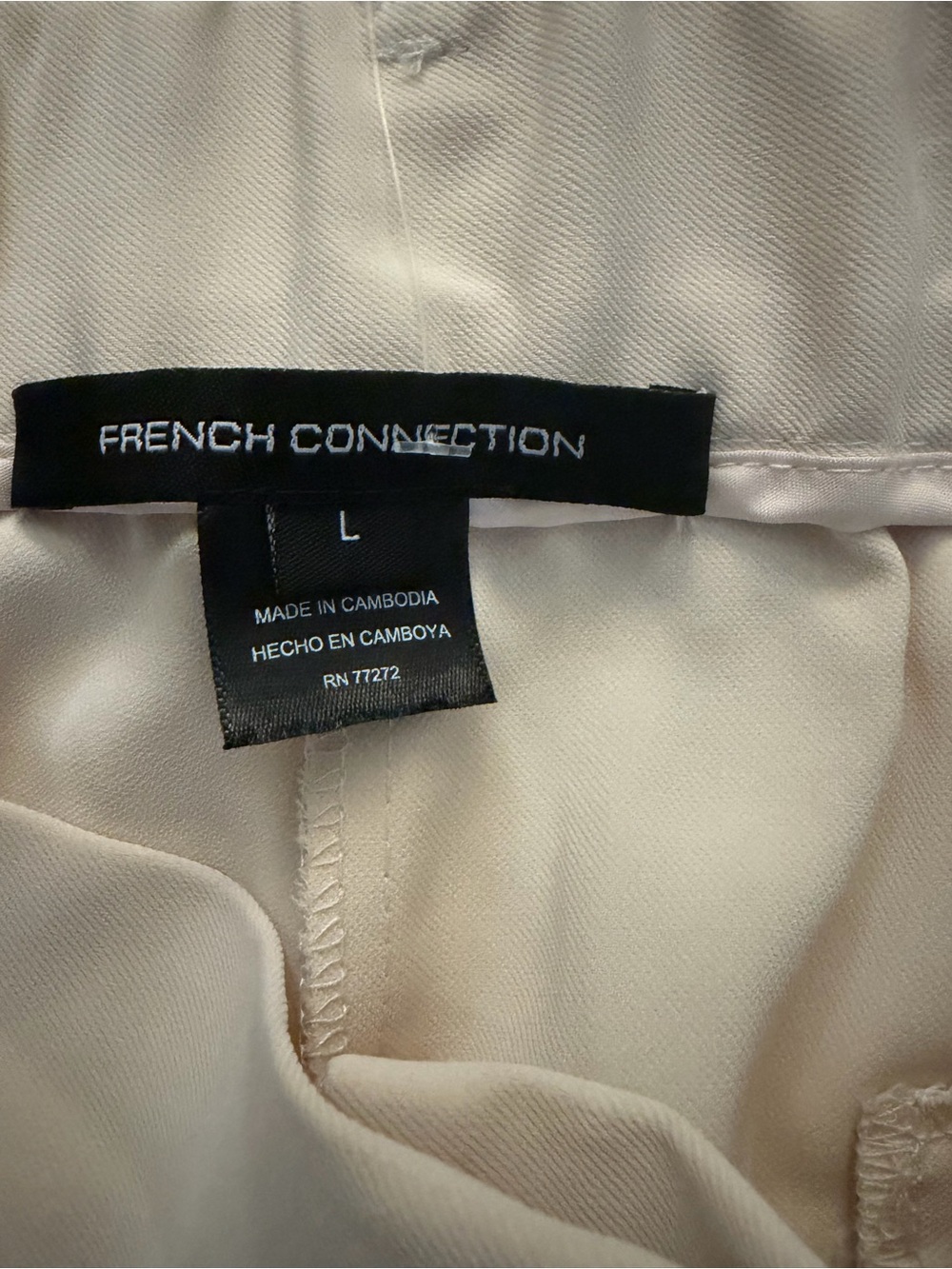 French Connection Cream Wide-Leg High Waist Trousers Size L - Picture 6 of 11